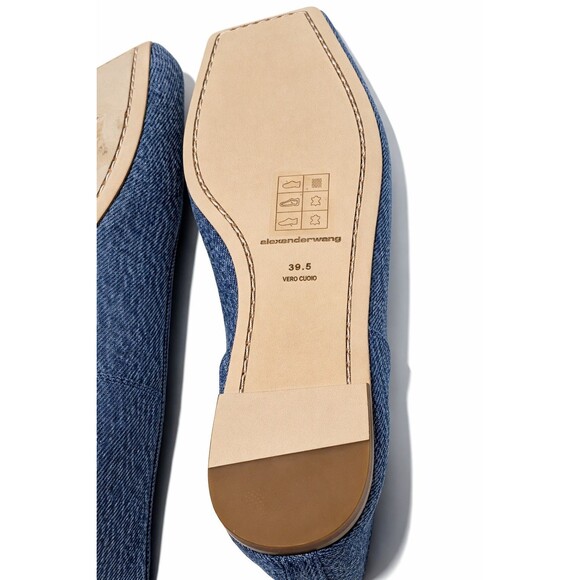 Alexander Wang Billie Flat Womens Size 9 Square Toe Ballet Shoes Indigo Denim - Picture 11 of 16